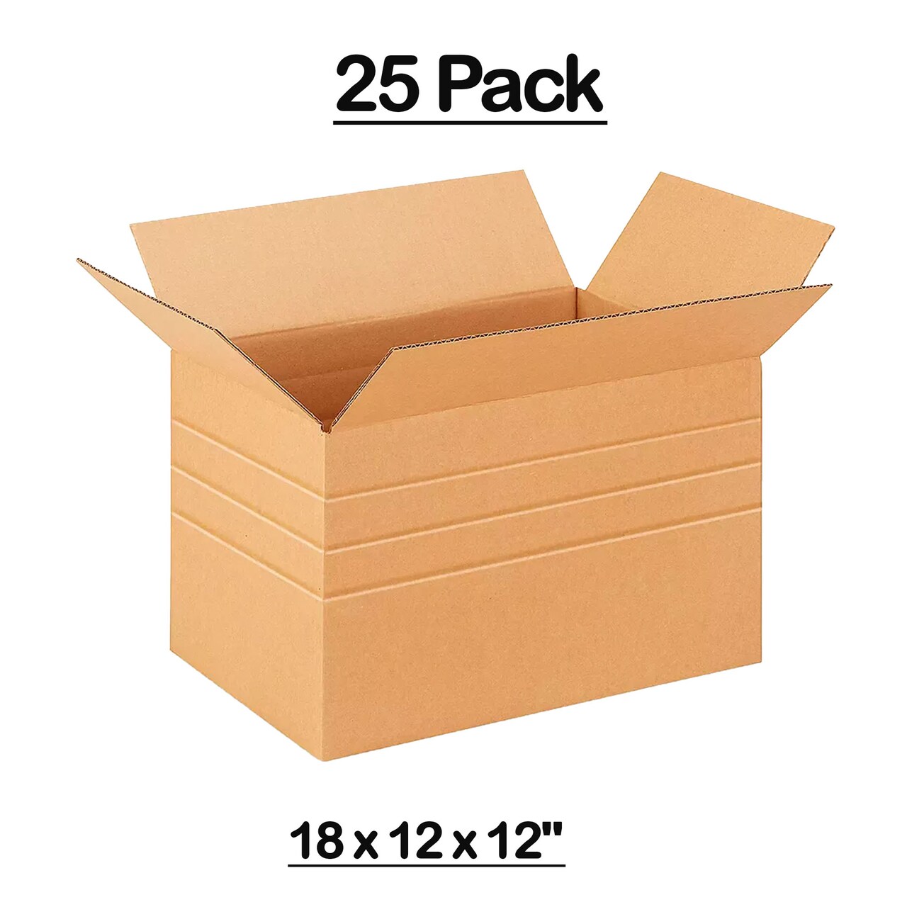 25 Pack Multi Depth Corrugated Cardboard Boxes for Shipping and Storage 18 x 12 x 12 inch